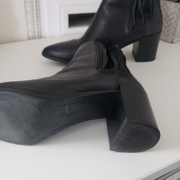 Zara Leather chealsea Bootie block heel - Picture 3 of 5